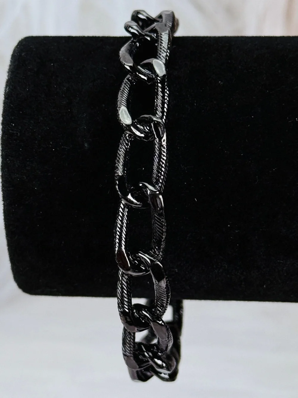 Black gunmetal chainlink bangle bracelet